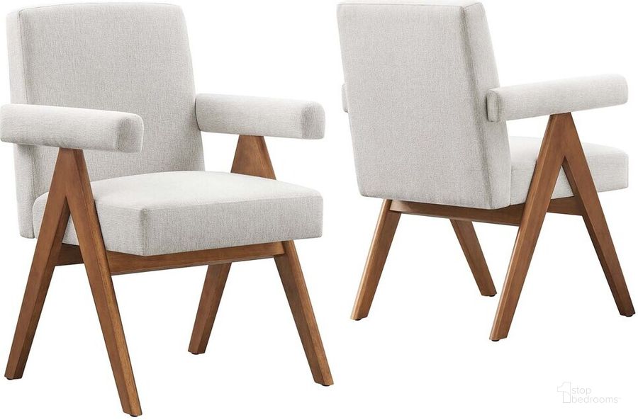 The appearance of Lyra Fabric Dining Room Chair Set of 2 In Ivory designed by Modway in the  interior design. This ivory piece of furniture  was selected by 1StopBedrooms from Lyra Collection to add a touch of cosiness and style into your home. Sku: EEI-6507-HEI. Product Type: Dining Chair. Material: Rubberwood. Image1