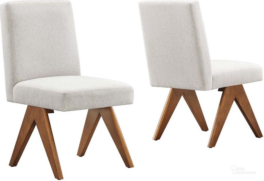 The appearance of Lyra Fabric Dining Room Side Chair Set of 2 In Ivory designed by Modway in the  interior design. This ivory piece of furniture  was selected by 1StopBedrooms from Lyra Collection to add a touch of cosiness and style into your home. Sku: EEI-6509-HEI. Product Type: Side Chair. Material: Rubberwood. Image1
