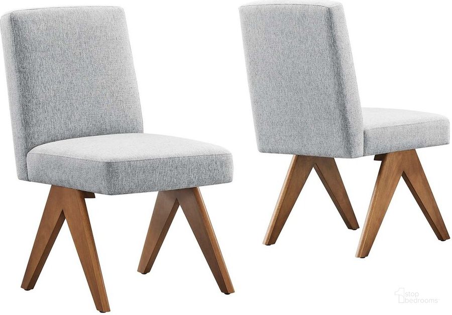 The appearance of Lyra Fabric Dining Room Side Chair Set of 2 In Light Gray designed by Modway in the  interior design. This light gray piece of furniture  was selected by 1StopBedrooms from Lyra Collection to add a touch of cosiness and style into your home. Sku: EEI-6509-HLG. Product Type: Side Chair. Material: Rubberwood. Image1