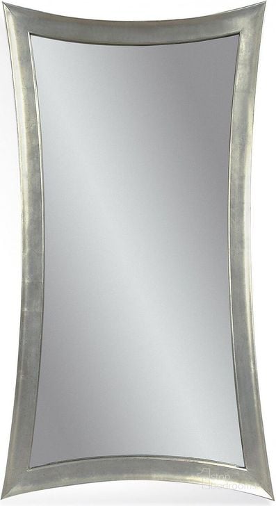The appearance of Hour-Glass Shaped Silver Leaf Leaner Mirror designed by Bassett Mirror Company in the modern / contemporary interior design. This gray piece of furniture  was selected by 1StopBedrooms from Metro Collection to add a touch of cosiness and style into your home. Sku: M1718EC. Material: Glass. Product Type: Floor Mirror.