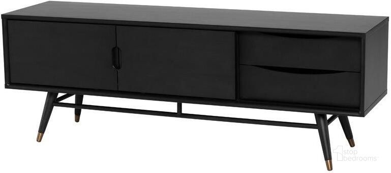 The appearance of Maarten Media Unit Cabinet In Black designed by Nuevo in the modern / contemporary interior design. This black piece of furniture  was selected by 1StopBedrooms from Maarten Collection to add a touch of cosiness and style into your home. Sku: HGST151. Material: Wood. Product Type: Media Unit. Image1