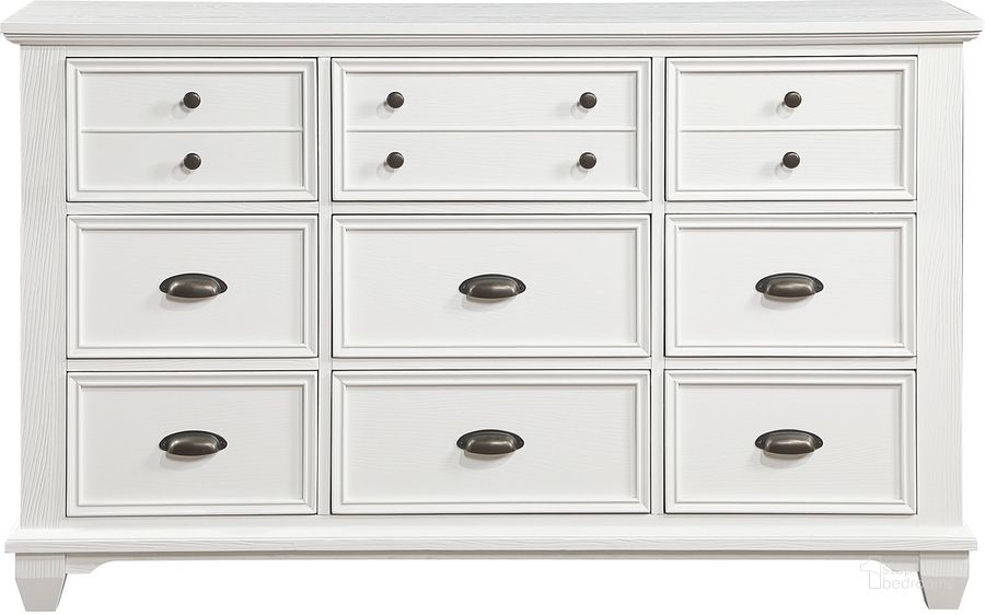 The appearance of Mackinac Dresser In White designed by Homelegance in the traditional interior design. This white piece of furniture  was selected by 1StopBedrooms from Mackinac Collection to add a touch of cosiness and style into your home. Sku: 1454-5. Product Type: Dresser. Image1