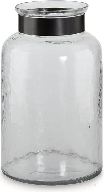 The appearance of Mackland Clear/Pewter Vase Decorative Accessory 0qd24534168 designed by Isaac Tahari in the transitional interior design. This clear/pewter piece of furniture  was selected by 1StopBedrooms from Mackland Collection to add a touch of cosiness and style into your home. Sku: A2000585. Material: Glass. Product Type: Vase. Image1