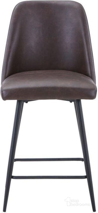 The appearance of Maddox Mid-Century Modern Faux Leather Upholstered Counter Height Barstool Set of 2 In Dark Brown designed by Jofran in the transitional interior design. This dark brown piece of furniture  was selected by 1StopBedrooms from Maddox Collection to add a touch of cosiness and style into your home. Sku: 2271-MADDOXSTDBN. Product Type: Barstool. Material: Iron. Image1
