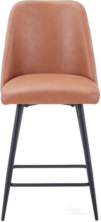 The appearance of Maddox Mid-Century Modern Faux Leather Upholstered Counter Height Barstool Set of 2 In Light Brown designed by Jofran in the modern / contemporary interior design. This light brown piece of furniture  was selected by 1StopBedrooms from Maddox Collection to add a touch of cosiness and style into your home. Sku: 2271-MADDOXSTLBN. Product Type: Barstool. Material: Iron. Image1