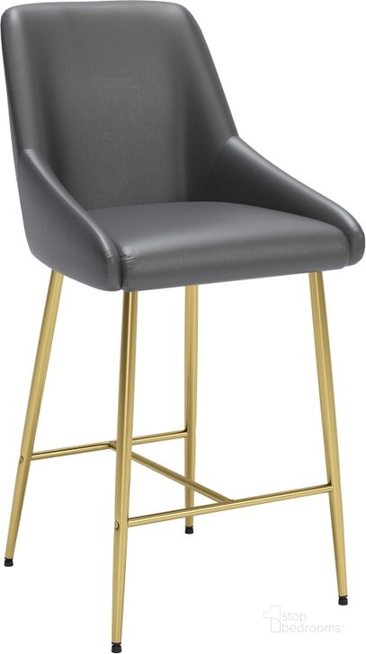 The appearance of Madelaine Counter Chair Gray designed by Zuo Modern in the modern / contemporary interior design. This gray and gold piece of furniture  was selected by 1StopBedrooms from Madelaine Collection to add a touch of cosiness and style into your home. Sku: 109377. Product Type: Counter Height Chair. Material: Plywood. Image1