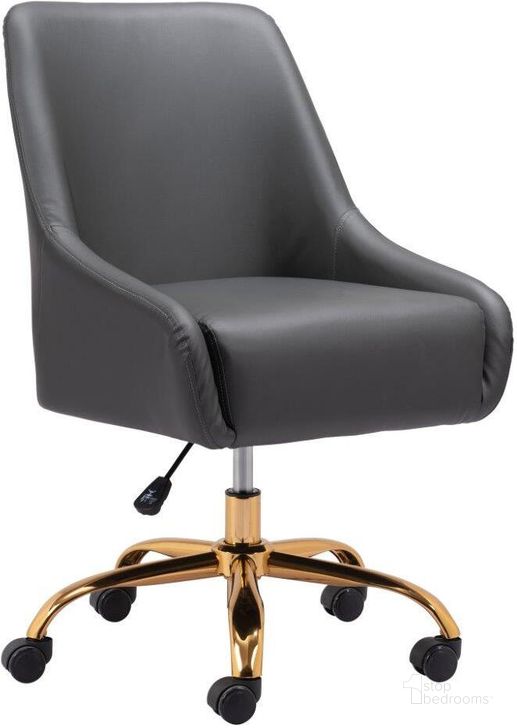 The appearance of Madelaine Office Chair In Gray And Gold designed by Zuo Modern in the modern / contemporary interior design. This gray and gold piece of furniture  was selected by 1StopBedrooms from Madelaine Collection to add a touch of cosiness and style into your home. Sku: 109488. Product Type: Office Chair. Material: Plywood. Image1