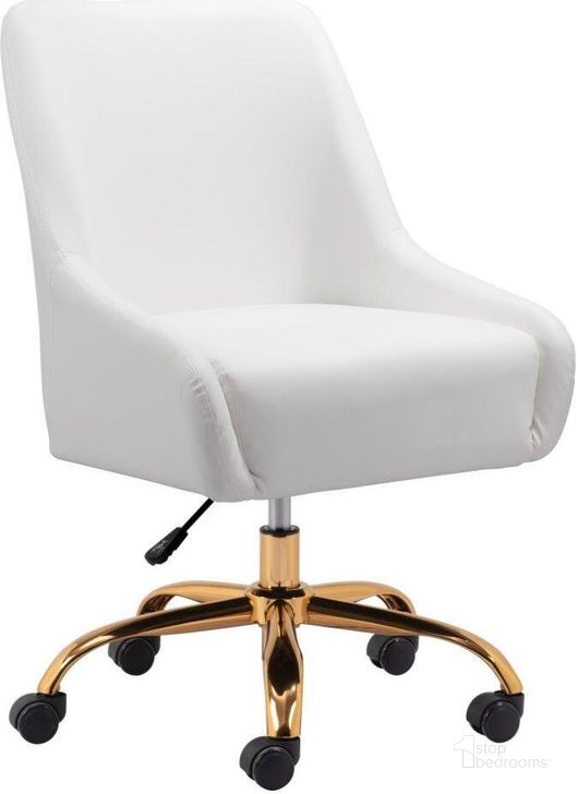 The appearance of Madelaine Office Chair In White And Gold designed by Zuo Modern in the modern / contemporary interior design. This white and gold piece of furniture  was selected by 1StopBedrooms from Madelaine Collection to add a touch of cosiness and style into your home. Sku: 109489. Product Type: Office Chair. Material: Plywood. Image1