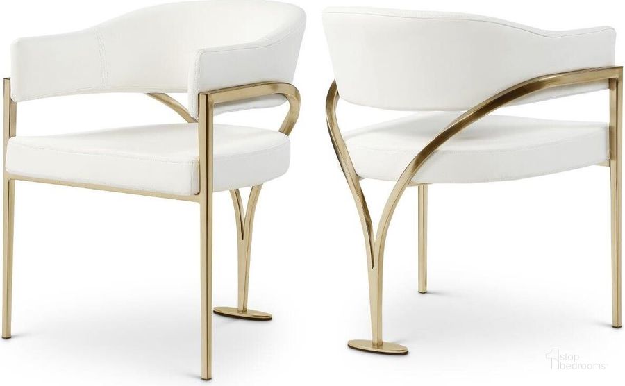 The appearance of Madelyn Cream Faux Leather Dining Chair Set of 2 553Cream-C designed by Meridian in the modern / contemporary interior design. This cream piece of furniture  was selected by 1StopBedrooms from Madelyn Collection to add a touch of cosiness and style into your home. Sku: 553Cream-C. Product Type: Dining Chair. Material: Iron. Image1