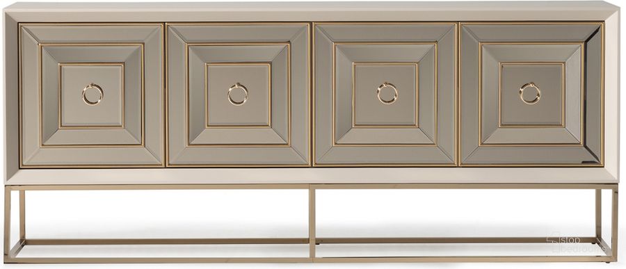 The appearance of Madison Console In Glistening Gold designed by AICO in the modern / contemporary interior design. This glistening gold piece of furniture  was selected by 1StopBedrooms from Madison Collection to add a touch of cosiness and style into your home. Sku: LFR-MDSN223T-827;LFR-MDSN223B-827. Product Type: Console. Material: MDF. Image1