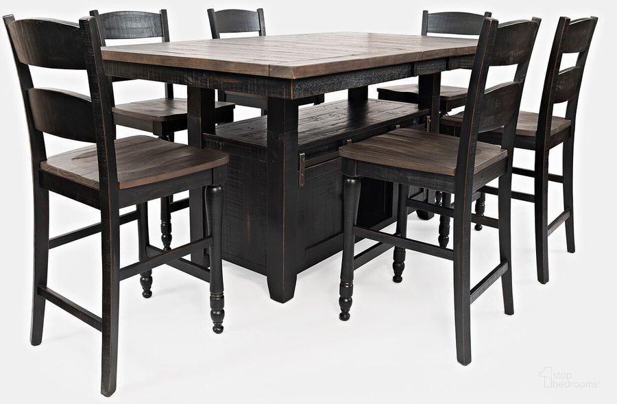 The appearance of Madison County Adjustable Height Dining Room Set (Vintage Black) designed by Jofran in the traditional interior design. This black piece of furniture  was selected by 1StopBedrooms from Madison County Collection to add a touch of cosiness and style into your home. Sku: 1702-72TBKT;1702-BS401KD. Table Base Style: Pedestal. Product Type: Dining Room Set. Table Top Shape: Rectangular. Material: Pine. Image1