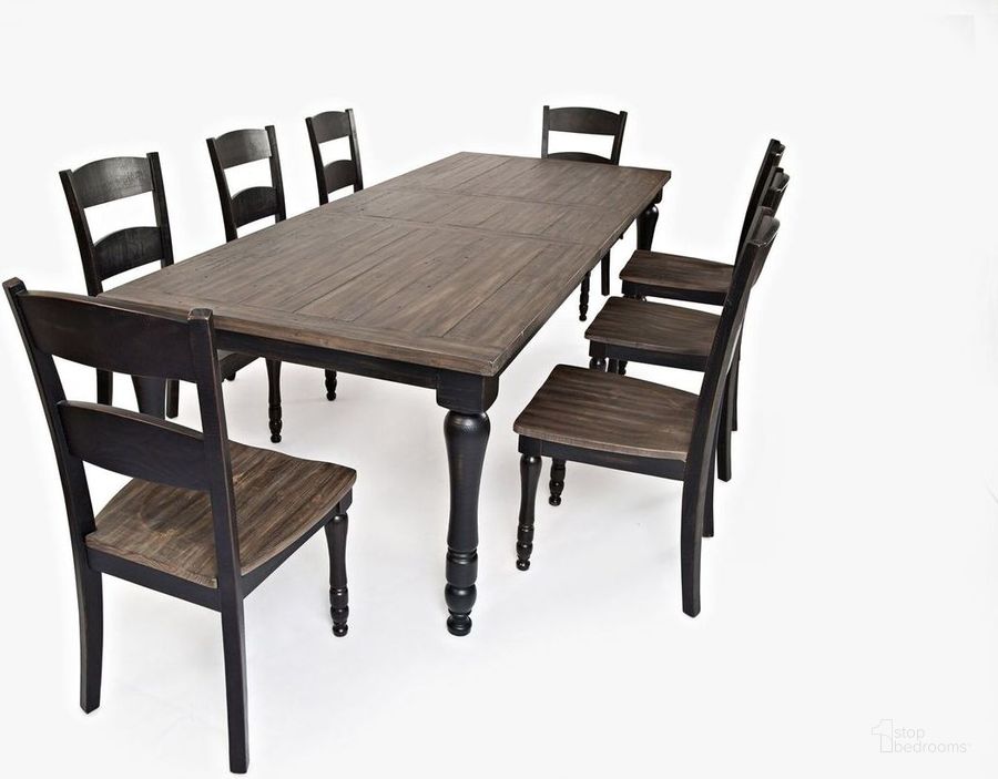 The appearance of Madison County Reclaimed Pine 106 Inch Farmhouse Nine-Piece Dining Set In Vintage Black designed by Jofran in the country / farmhouse interior design. This vintage black piece of furniture  was selected by 1StopBedrooms from Madison County Collection to add a touch of cosiness and style into your home. Sku: 1702-106D-9. Product Type: Dining Room Set. Material: Pine. Image1