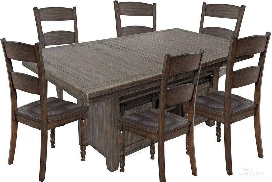 The appearance of Madison County Reclaimed Pine 72 Inch Farmhouse Storage Table Seven-Piece Dining Set In Brown designed by Jofran in the country / farmhouse interior design. This brown piece of furniture  was selected by 1StopBedrooms from Madison County Collection to add a touch of cosiness and style into your home. Sku: 1700-72D-7. Product Type: Dining Room Set. Material: Pine. Image1
