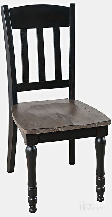 The appearance of Madison County Rustic Reclaimed Pine Farmhouse Slatback Dining Chair (Set Of 2) In Vintage Black designed by Jofran in the transitional interior design. This vintage black piece of furniture  was selected by 1StopBedrooms from Madison County Collection to add a touch of cosiness and style into your home. Sku: 1702-420KD. Product Type: Dining Chair. Material: Solid Pine. Image1