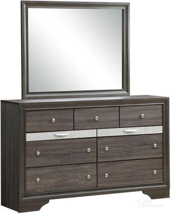 The appearance of Madrid Mirror In Gray designed by Glory in the modern / contemporary interior design. This gray piece of furniture  was selected by 1StopBedrooms from Madrid Collection to add a touch of cosiness and style into your home. Sku: G02305-M. Material: Glass. Product Type: Mirror. Image1