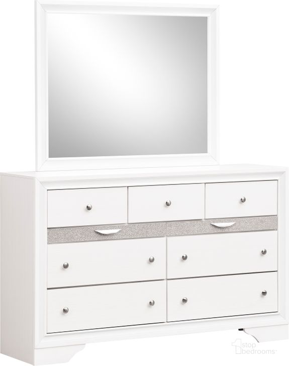 The appearance of Madrid Mirror In White designed by Glory in the modern / contemporary interior design. This white piece of furniture  was selected by 1StopBedrooms from Madrid Collection to add a touch of cosiness and style into your home. Sku: G02390-M. Material: Glass. Product Type: Mirror. Image1