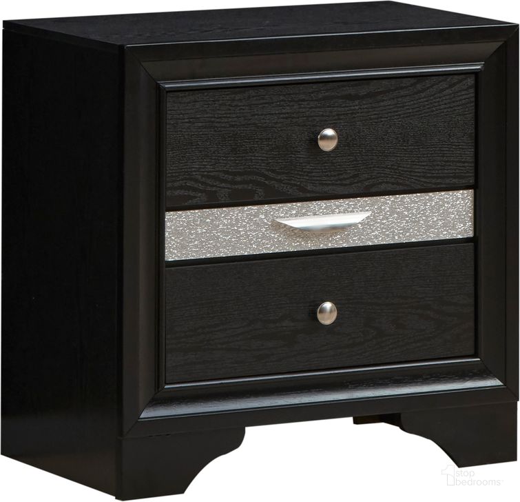The appearance of Madrid Nightstand In Black designed by Glory in the modern / contemporary interior design. This black piece of furniture  was selected by 1StopBedrooms from Madrid Collection to add a touch of cosiness and style into your home. Sku: G02350-N. Material: Wood. Product Type: Nightstand. Image1