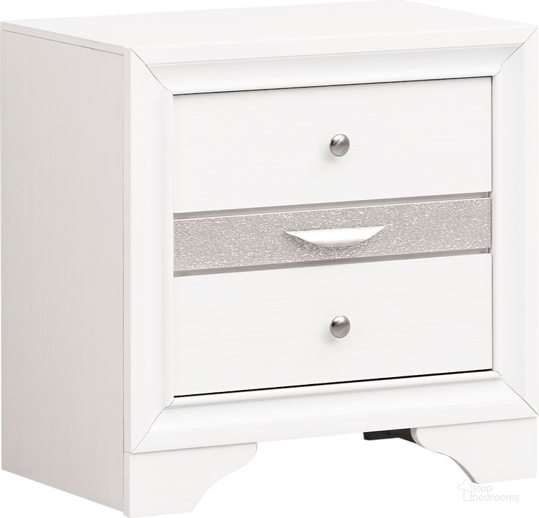 The appearance of Madrid Nightstand In White designed by Glory in the modern / contemporary interior design. This white piece of furniture  was selected by 1StopBedrooms from Madrid Collection to add a touch of cosiness and style into your home. Sku: G02390-N. Material: Wood. Product Type: Nightstand. Image1