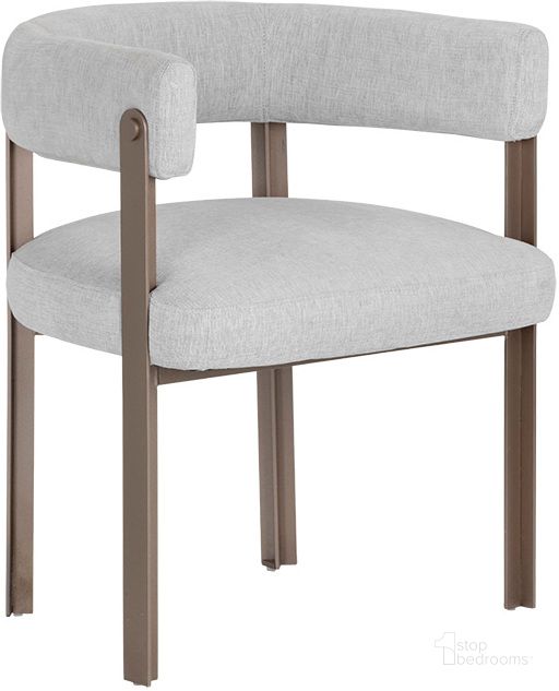 The appearance of Mae Dining Armchair In Ernst Silverstone designed by Sunpan in the modern / contemporary interior design. This stone piece of furniture  was selected by 1StopBedrooms from Mae Collection to add a touch of cosiness and style into your home. Sku: 108242. Material: Fabric. Product Type: Dining Chair. Image1