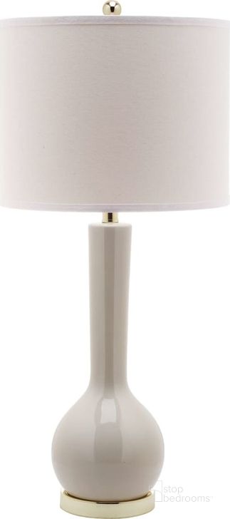 The appearance of Mae Light Grey and Off-White 30.5 Inch Long Neck Ceramic Table Lamp designed by Safavieh in the modern / contemporary interior design. This light grey piece of furniture  was selected by 1StopBedrooms from Mae Collection to add a touch of cosiness and style into your home. Sku: LITS4091F. Product Type: Table Lamp. Image1