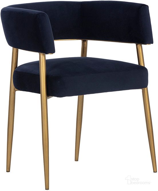 The appearance of Maestro Dining Armchair - Abbington Navy designed by Sunpan in the modern / contemporary interior design. This blue piece of furniture  was selected by 1StopBedrooms from Maestro Collection to add a touch of cosiness and style into your home. Sku: 106493. Material: Fabric. Product Type: Arm Chair. Image1
