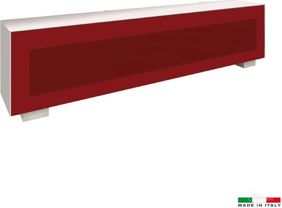 The appearance of Magic TV Stand In Red Door And White Body designed by Bellini Modern Living in the modern / contemporary interior design. This red and white piece of furniture  was selected by 1StopBedrooms from Magic Collection to add a touch of cosiness and style into your home. Sku: Magic TV WHT RD. Material: Glass. Product Type: TV Stand. Image1