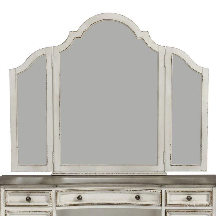 The appearance of Magnolia Manor Antique Vanity Mirror designed by Liberty in the transitional interior design. This antique white piece of furniture  was selected by 1StopBedrooms from Magnolia Manor Collection to add a touch of cosiness and style into your home. Sku: 244-BR55. Material: Glass. Product Type: Vanity Mirror. Image1