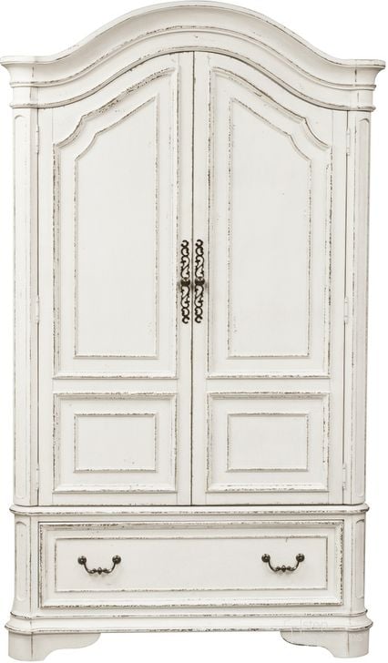 The appearance of Magnolia Manor Antique White Armoire designed by Liberty in the modern / contemporary interior design. This antique white piece of furniture  was selected by 1StopBedrooms from Magnolia Manor Collection to add a touch of cosiness and style into your home. Sku: 244-BR46;244-BR46B. Product Type: Armoire. Material: Rubberwood. Image1