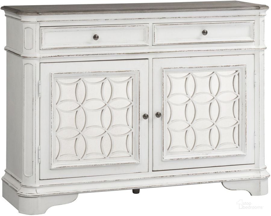 The appearance of Magnolia Manor Antique White Buffet designed by Liberty in the transitional interior design. This antique white piece of furniture  was selected by 1StopBedrooms from Magnolia Manor Collection to add a touch of cosiness and style into your home. Sku: 244-CB5692. Material: Wood. Product Type: Buffet. Image1