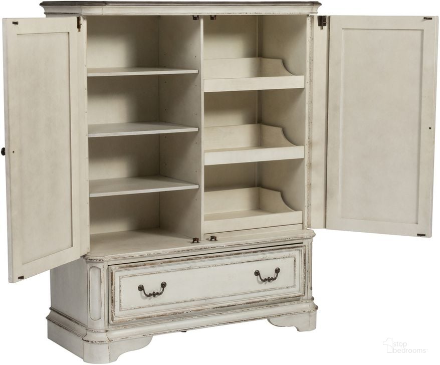 The appearance of Magnolia Manor Antique White Door Chest designed by Liberty in the transitional interior design. This antique white piece of furniture  was selected by 1StopBedrooms from Magnolia Manor Collection to add a touch of cosiness and style into your home. Sku: 244-BR42. Material: Wood. Product Type: Chest. Image1