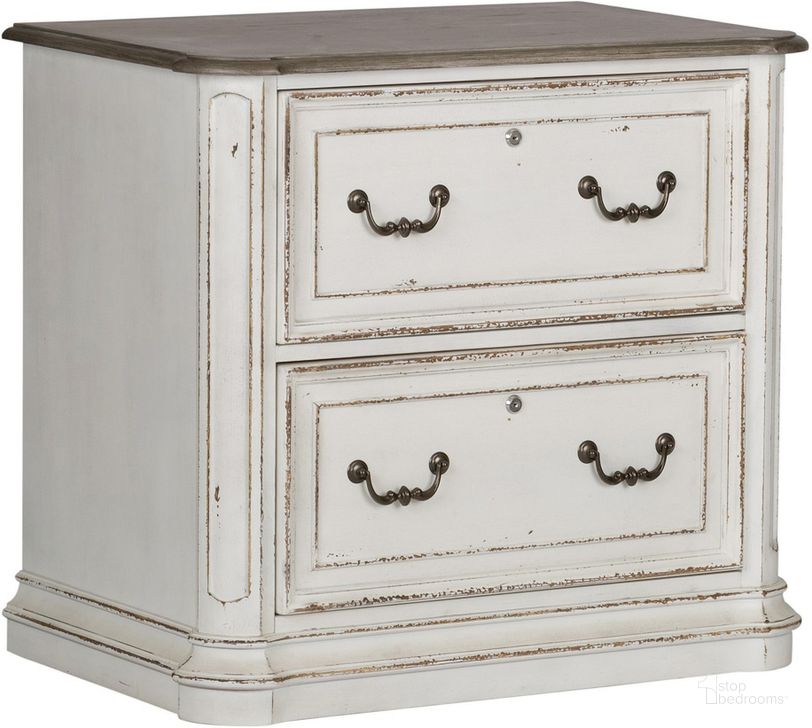 The appearance of Magnolia Manor Antique White Jr Executive Media Lateral File designed by Liberty in the transitional interior design. This antique white piece of furniture  was selected by 1StopBedrooms from Magnolia Manor Collection to add a touch of cosiness and style into your home. Sku: 244-HO146. Product Type: Lateral Filing Cabinet. Material: Rubberwood. Image1