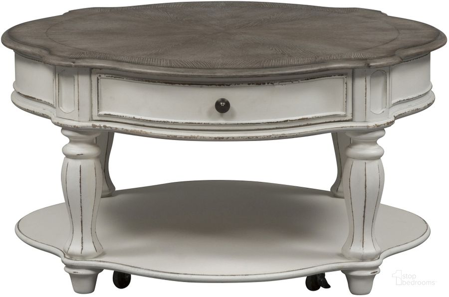 Magnolia Manor Antique White Round Cocktail Table by Liberty