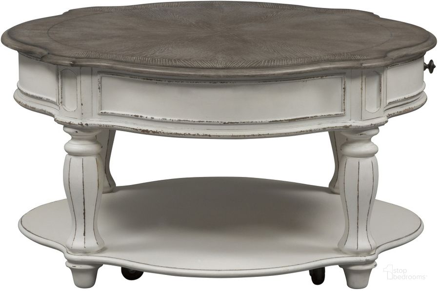 Magnolia Manor Antique White Round Cocktail Table by Liberty