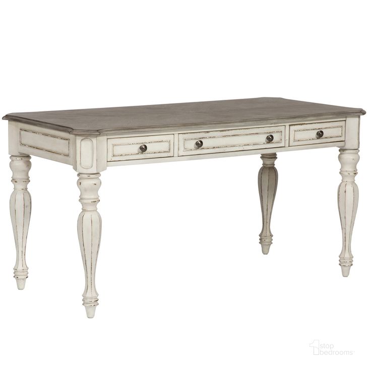 The appearance of Magnolia Manor Antique White Writing Desk designed by Liberty in the transitional interior design. This antique white piece of furniture  was selected by 1StopBedrooms from Magnolia Manor Collection to add a touch of cosiness and style into your home. Sku: 244-HO107. Material: Wood. Product Type: Writing Desk. Image1