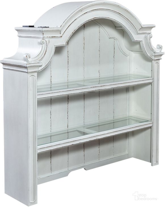 The appearance of Magnolia Manor Credenza Hutch designed by Liberty in the traditional interior design. This antique white piece of furniture  was selected by 1StopBedrooms from Magnolia Manor Collection to add a touch of cosiness and style into your home. Sku: 244-HO131. Product Type: Hutch. Material: Rubberwood. Image1