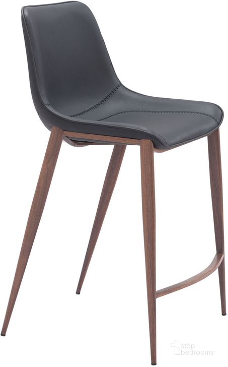 The appearance of Magnus Counter Stool Set of 2 in Walnut and Black designed by Zuo Modern in the modern / contemporary interior design. This walnut and black piece of furniture  was selected by 1StopBedrooms from Magnus Collection to add a touch of cosiness and style into your home. Sku: 109935. Product Type: Counter Height Chair. Material: Plywood. Image1