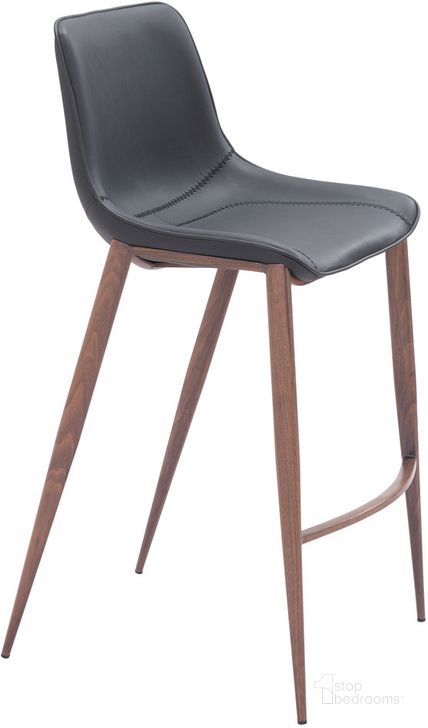 The appearance of Magnus Barstool Set of 2 in Walnut and Black designed by Zuo Modern in the modern / contemporary interior design. This walnut and black piece of furniture  was selected by 1StopBedrooms from Magnus Collection to add a touch of cosiness and style into your home. Sku: 109937. Product Type: Barstool. Material: Plywood. Image1
