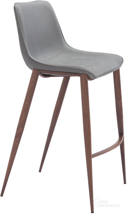 The appearance of Magnus Barstool Set of 2 in Dove Gray and Walnut designed by Zuo Modern in the modern / contemporary interior design. This dove gray and walnut piece of furniture  was selected by 1StopBedrooms from Magnus Collection to add a touch of cosiness and style into your home. Sku: 109938. Product Type: Barstool. Material: Plywood. Image1