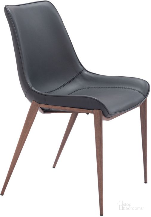 The appearance of Magnus Dining Chair Set of 2  in Walnut and Black designed by Zuo Modern in the modern / contemporary interior design. This walnut and black piece of furniture  was selected by 1StopBedrooms from Magnus Collection to add a touch of cosiness and style into your home. Sku: 109933. Product Type: Dining Chair. Material: Plywood. Image1