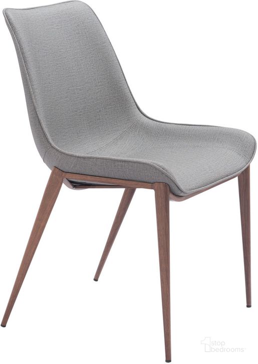 The appearance of Magnus Dining Chair Set of 2  in Dove Gray and Walnut designed by Zuo Modern in the modern / contemporary interior design. This dove gray and walnut piece of furniture  was selected by 1StopBedrooms from Magnus Collection to add a touch of cosiness and style into your home. Sku: 109934. Product Type: Dining Chair. Material: Plywood. Image1