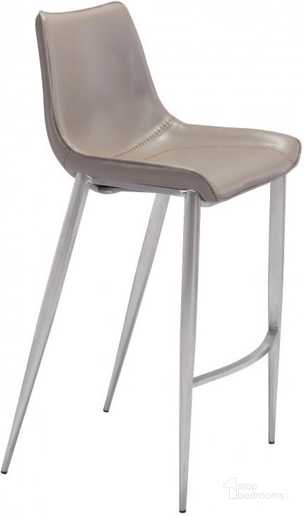The appearance of Magnus Barstool Set of 2 in Brown/Silver designed by Zuo Modern in the modern / contemporary interior design. This brown/silver piece of furniture  was selected by 1StopBedrooms from Magnus Collection to add a touch of cosiness and style into your home. Sku: 101274. Product Type: Barstool. Material: Stainless Steel. Image1