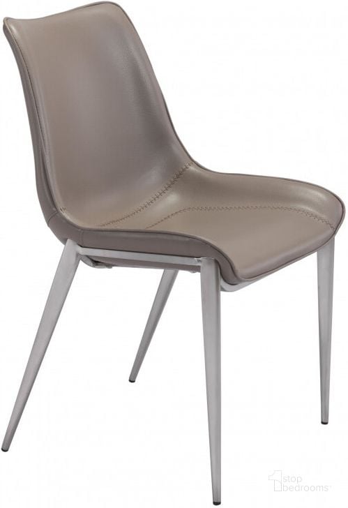 The appearance of Magnus Dining Chair Set of 2 in Brown/Silver designed by Zuo Modern in the modern / contemporary interior design. This brown/silver piece of furniture  was selected by 1StopBedrooms from Magnus Collection to add a touch of cosiness and style into your home. Sku: 101269. Product Type: Dining Chair. Material: Stainless Steel. Image1