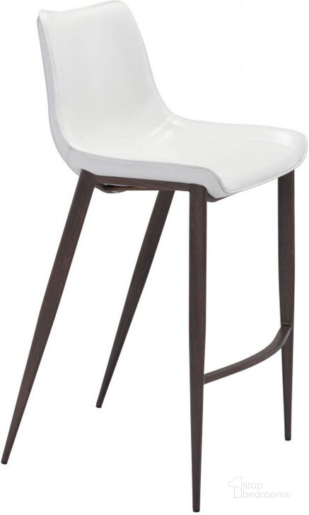 The appearance of Magnus Barstool Set of 2 in Walnut and White designed by Zuo Modern in the modern / contemporary interior design. This walnut and white piece of furniture  was selected by 1StopBedrooms from Magnus Collection to add a touch of cosiness and style into your home. Sku: 101278. Material: Steel. Product Type: Barstool. Image1