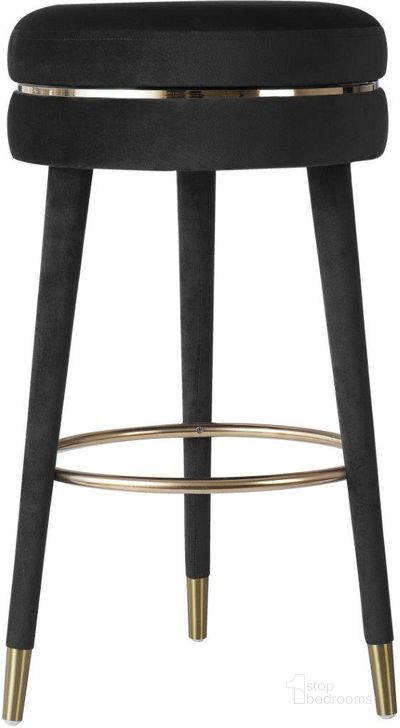 The appearance of Magog Black Velvet Barstool designed by Furnique in the modern / contemporary interior design. This black velvet piece of furniture  was selected by 1StopBedrooms from Magog Collection to add a touch of cosiness and style into your home. Sku: 702Black-C. Product Type: Barstool. Material: Velvet. Image1