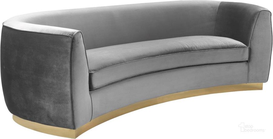 The appearance of Mahone Bay Grey Velvet Sofa 0qb2337181 designed by Furnique in the modern / contemporary interior design. This grey velvet piece of furniture  was selected by 1StopBedrooms from Mahone Bay Collection to add a touch of cosiness and style into your home. Sku: 620Grey-S. Product Type: Sofa. Material: Velvet. Image1