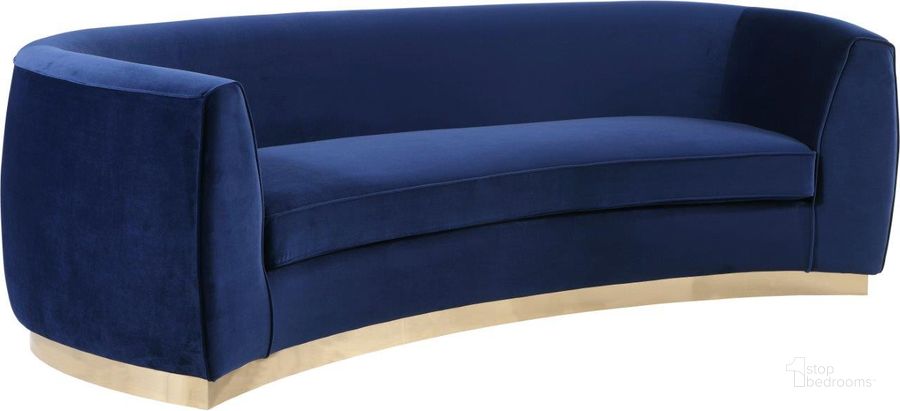 The appearance of Mahone Bay Navy Velvet Sofa 0qb2337184 designed by Furnique in the modern / contemporary interior design. This navy velvet piece of furniture  was selected by 1StopBedrooms from Mahone Bay Collection to add a touch of cosiness and style into your home. Sku: 620Navy-S. Product Type: Sofa. Material: Velvet. Image1