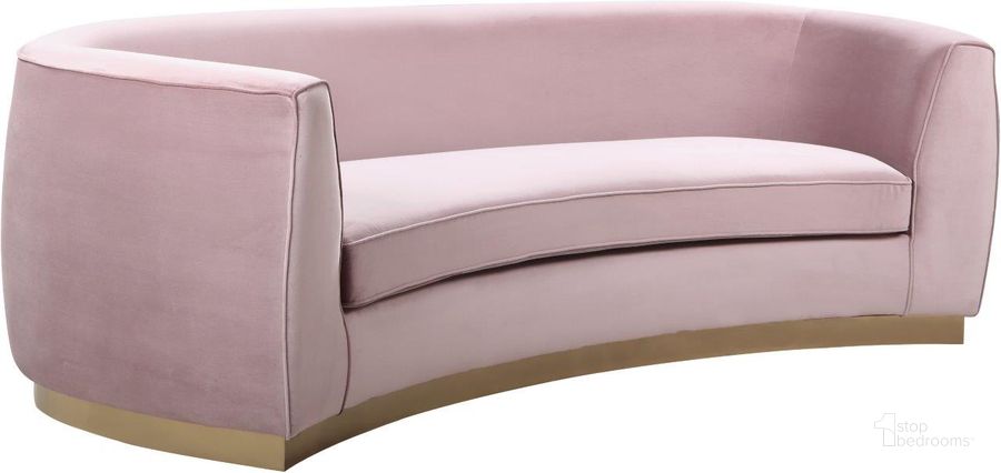 The appearance of Mahone Bay Pink Velvet Sofa designed by Furnique in the modern / contemporary interior design. This pink velvet piece of furniture  was selected by 1StopBedrooms from Mahone Bay Collection to add a touch of cosiness and style into your home. Sku: 620Pink-S. Product Type: Sofa. Material: Velvet. Image1