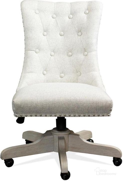 The appearance of Maisie Upholstered Desk Chair In White designed by Riverside Furniture in the glam interior design. This white piece of furniture  was selected by 1StopBedrooms from Maisie Collection to add a touch of cosiness and style into your home. Sku: 50238. Product Type: Desk Chair. Image1