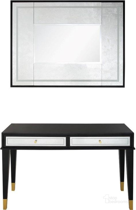 The appearance of Makalu Wall Mirror and Console Table In Black designed by Camden Isle Furniture in the modern / contemporary interior design. This black piece of furniture  was selected by 1StopBedrooms from Makalu Collection to add a touch of cosiness and style into your home. Sku: 86633. Material: Wood. Product Type: Console Table. Image1