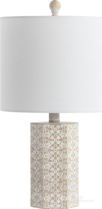 The appearance of Makayla Beige Table Lamp designed by Safavieh in the modern / contemporary interior design. This beige piece of furniture  was selected by 1StopBedrooms from Safavieh TBL Collection to add a touch of cosiness and style into your home. Sku: TBL4168A. Product Type: Table Lamp. Image1
